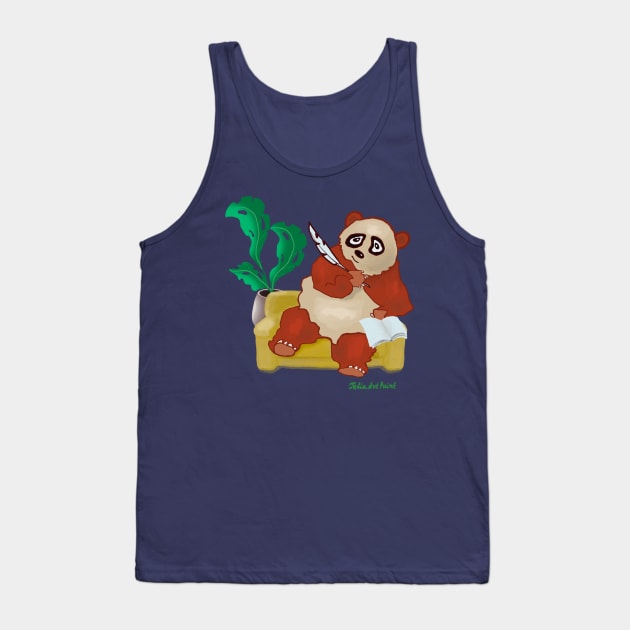 Panda Writer Tank Top by JuliaArtPaint